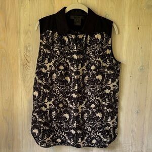 Miss Wu Silk Sleeveless Button Down Blouse Size 8